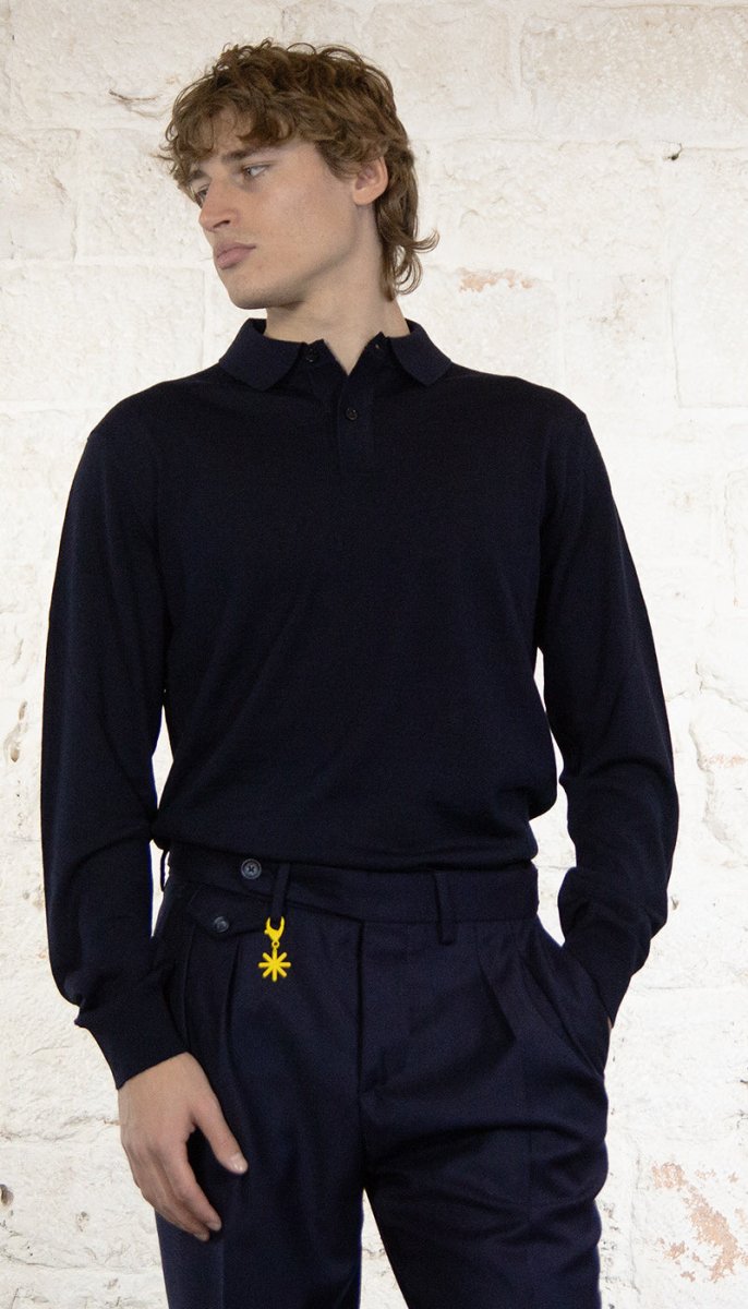 Manuel Ritz Polo blu in misto lana T-shirt e Polo - Boutique Luisa Trendy