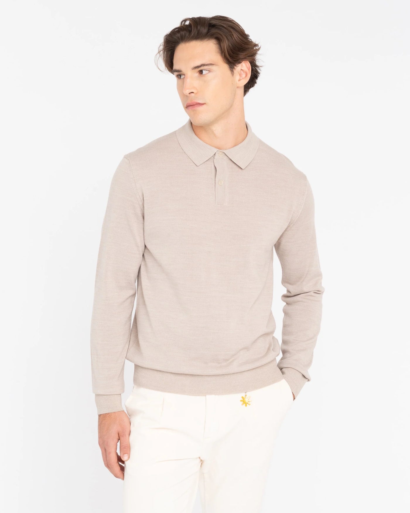 Manuel Ritz Polo in misto lana beige