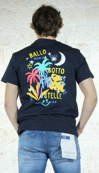 Manuel Ritz T-shirt 'notte magica' in cotone blu T-shirt e Polo - Boutique Luisa Trendy