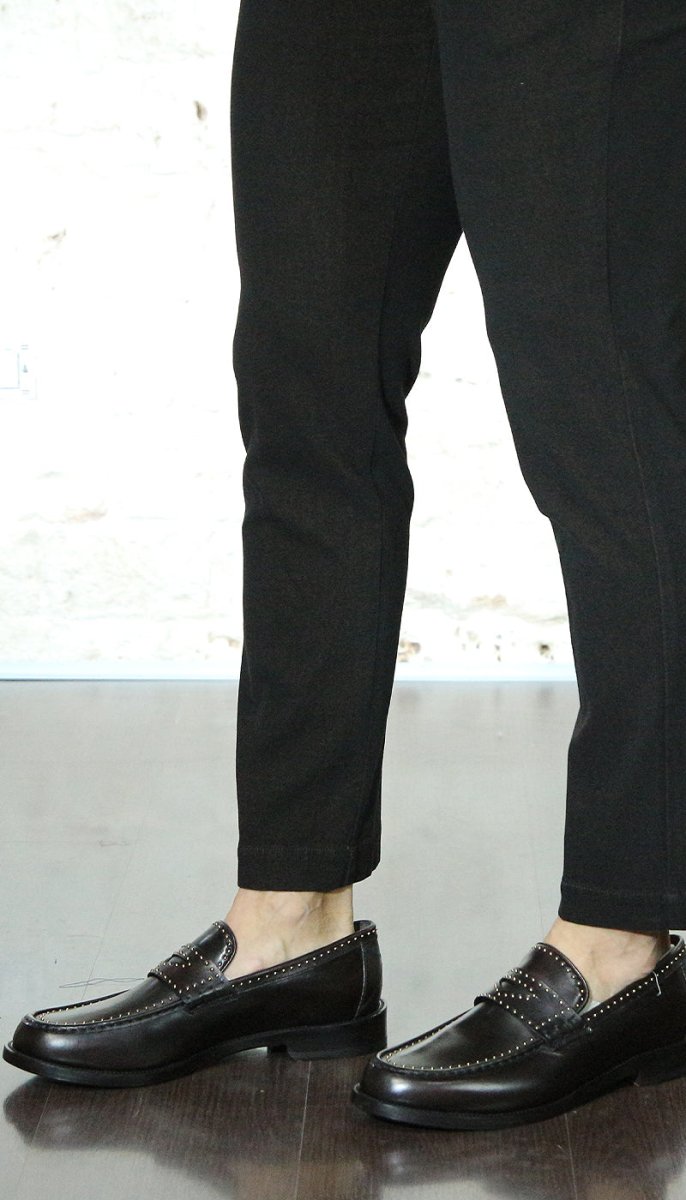 Morgillo Dante Penny Mocassino in pelle con borchie Scarpe Uomo - Boutique Luisa Trendy
