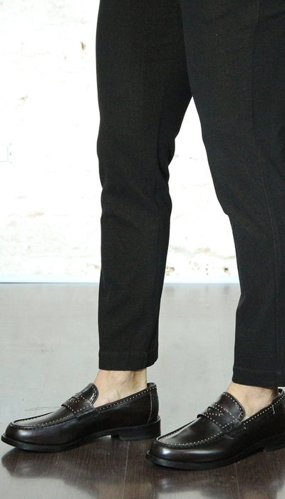 Morgillo Dante Penny Mocassino in pelle con borchie Scarpe Uomo - Boutique Luisa Trendy