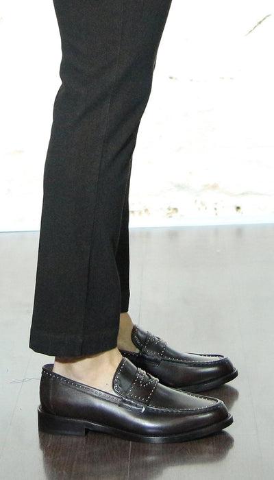 Morgillo Dante Penny Mocassino in pelle con borchie Scarpe Uomo - Boutique Luisa Trendy