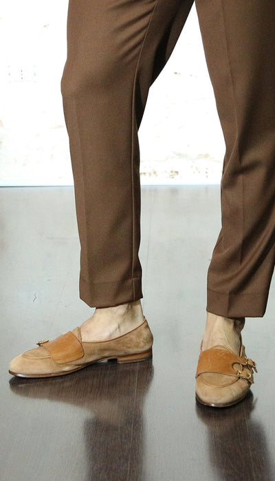 Morgillo Pantofola uomo doppia fibbia in camoscio e pelle Scarpe Uomo - Boutique Luisa Trendy