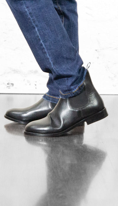 Morgillo Stivaletti Uomo Chelsea nero in pelle Scarpe Uomo - Boutique Luisa Trendy