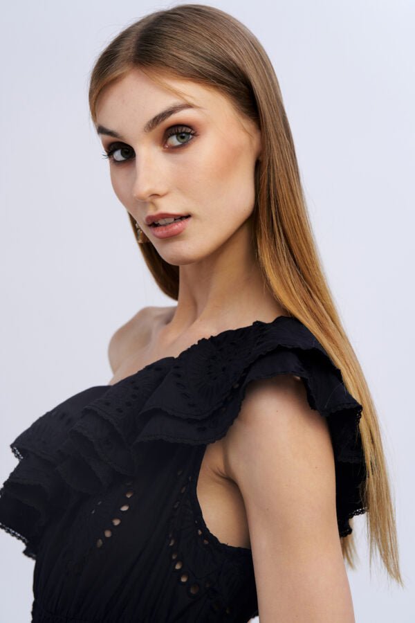 Nosecrets Abito monospalla in cotone sangallo Vestiti - Boutique Luisa Trendy