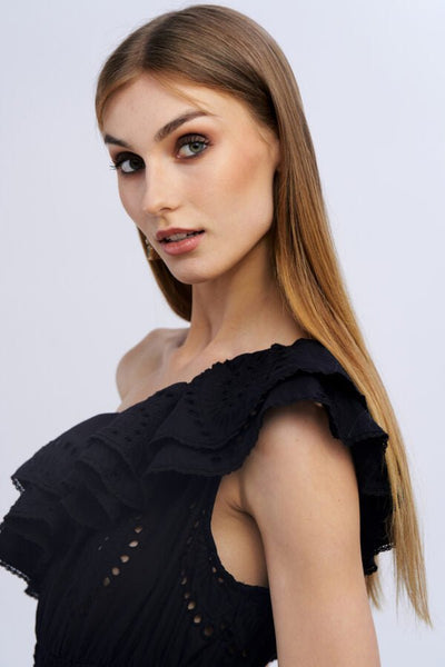 Nosecrets Abito monospalla in cotone sangallo Vestiti - Boutique Luisa Trendy