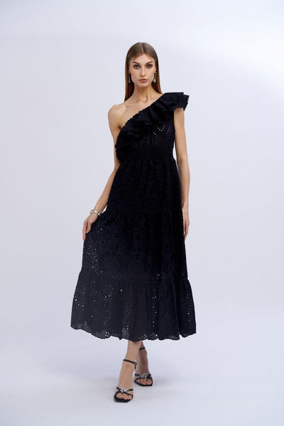 Nosecrets Abito monospalla in cotone sangallo Vestiti - Boutique Luisa Trendy