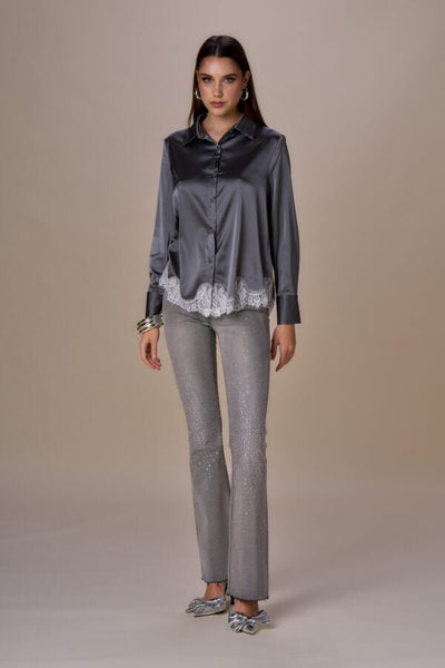 Nosecrets Camicia in raso fondo pizzo Bluse e camicie - Boutique Luisa Trendy