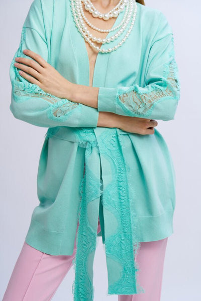 Nosecrets Cardigan con cintura e maniche pizzo Maglie e cardigan Donna - Boutique Luisa Trendy