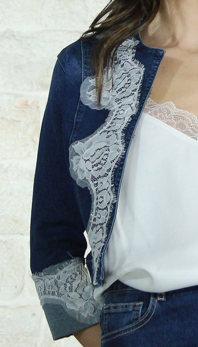 Nosecrets Giubbino jeans con pizzo Capispalla Donna - Boutique Luisa Trendy