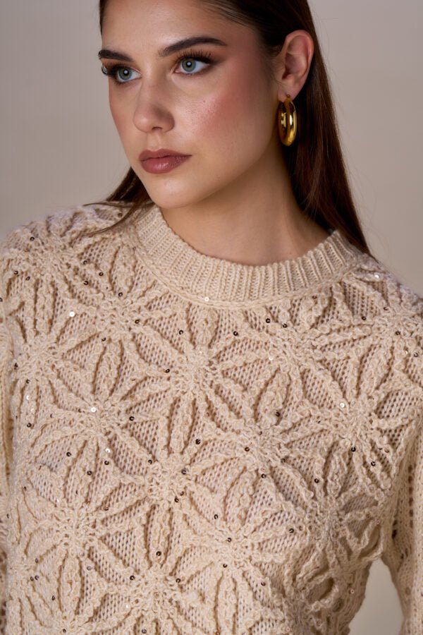 Nosecrets Maglia in crochet con paillettes Maglie e cardigan Donna - Boutique Luisa Trendy