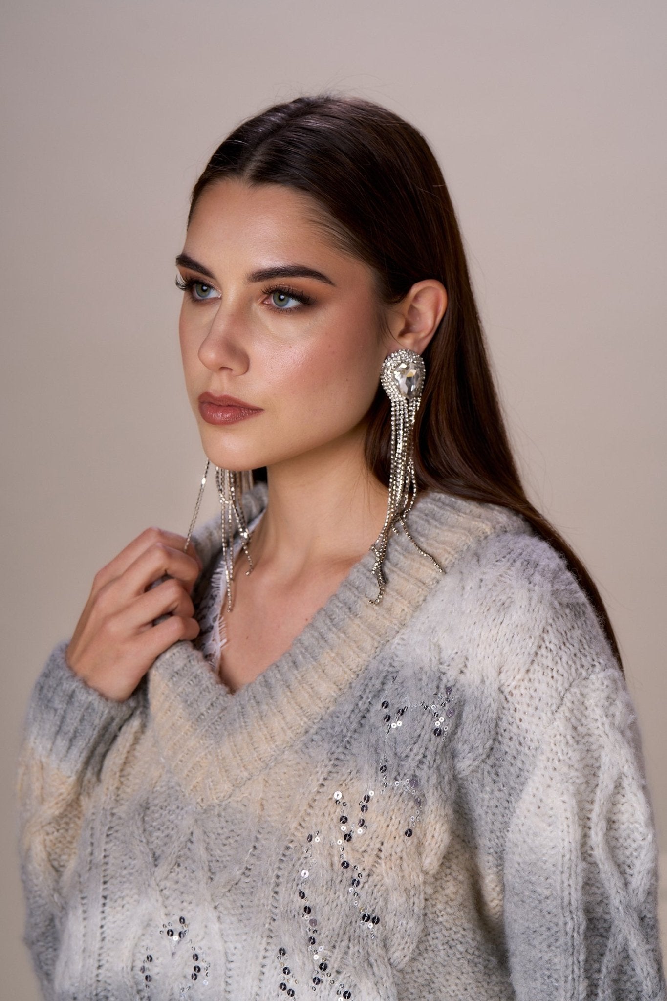 Nosecrets Maglia scollo V over con paillettes Maglie e cardigan Donna - Boutique Luisa Trendy