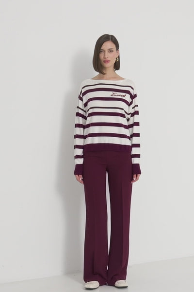 Twinset Maglia a righe in cotone e cashmere
