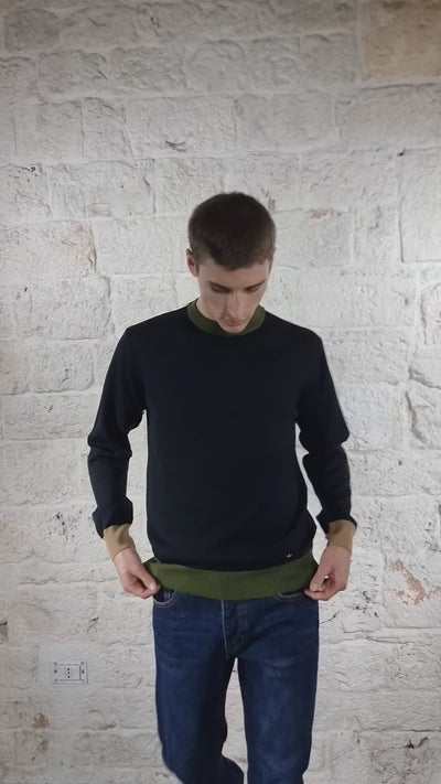 Manuel Ritz Maglia in misto lana con contrasti