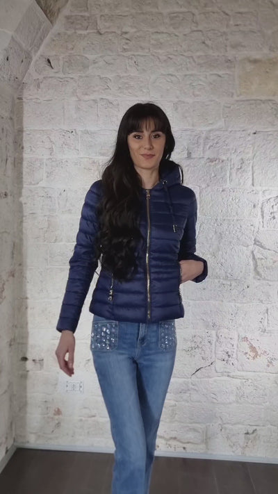 Gaudi Piumino donna blu con cappuccio
