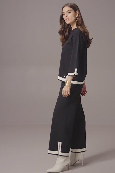 Joseph Ribkoff Pantalone cropped n maglia con bordi a contrasto