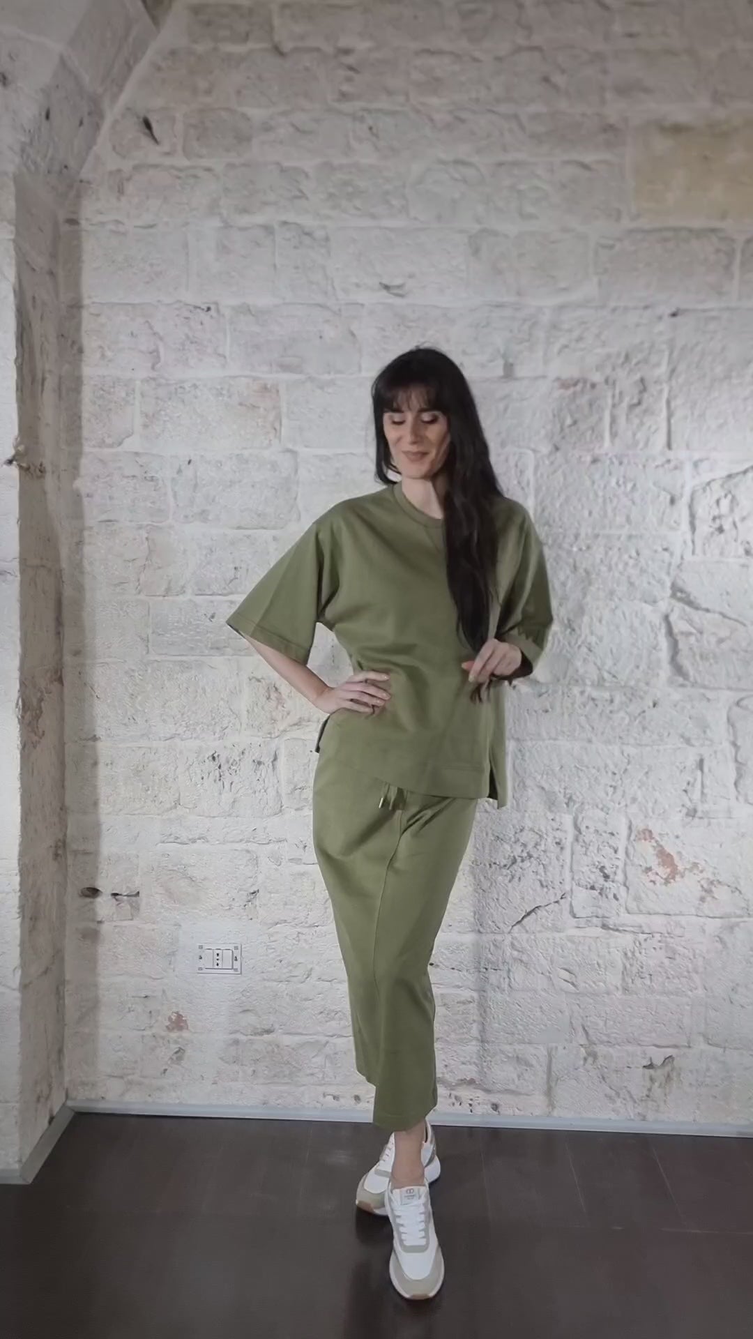 Twinset Felpa verde in cotone 251LL24AA