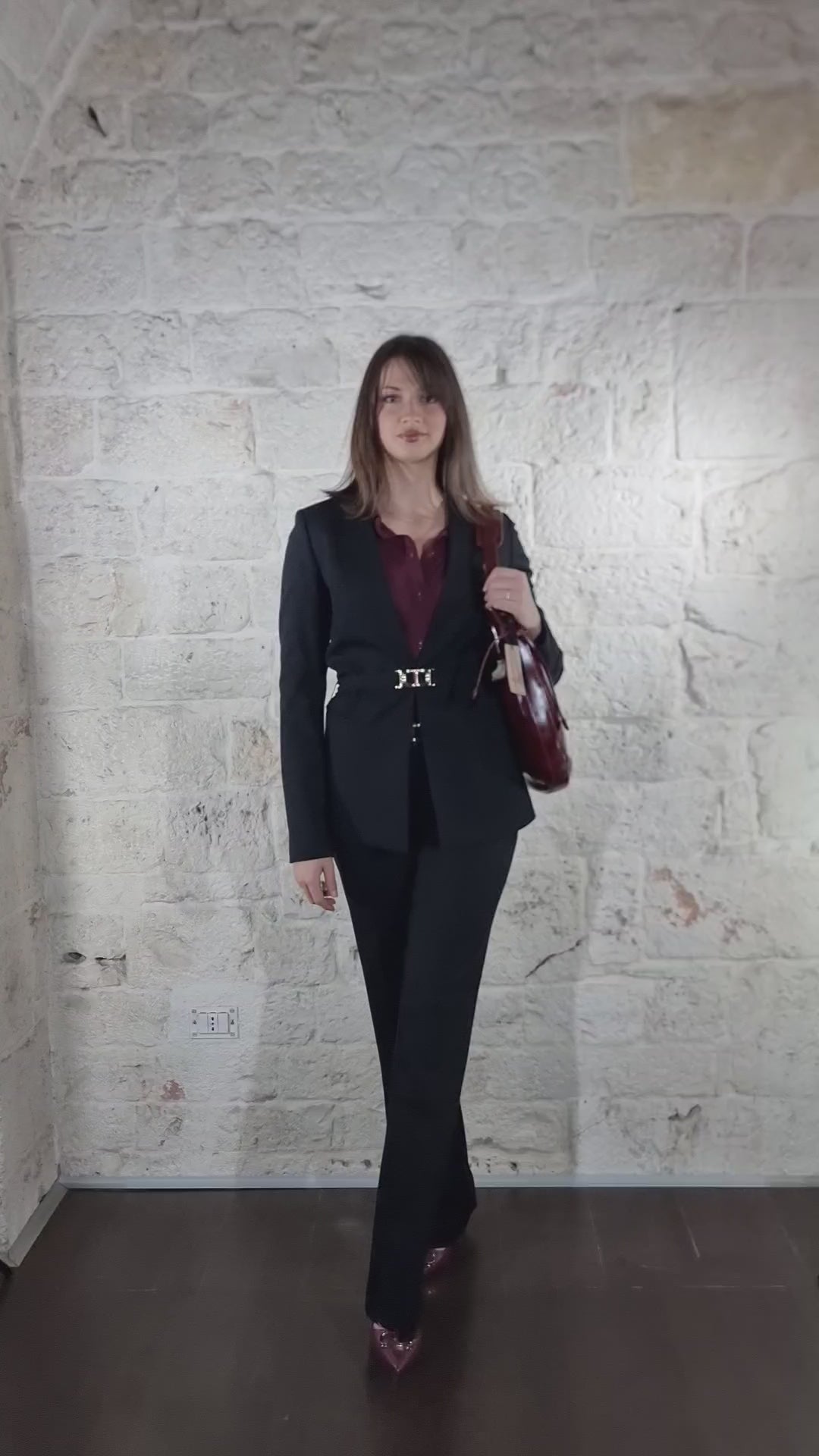 Twinset Tailleur in punto milano con cinturino fibbia logo