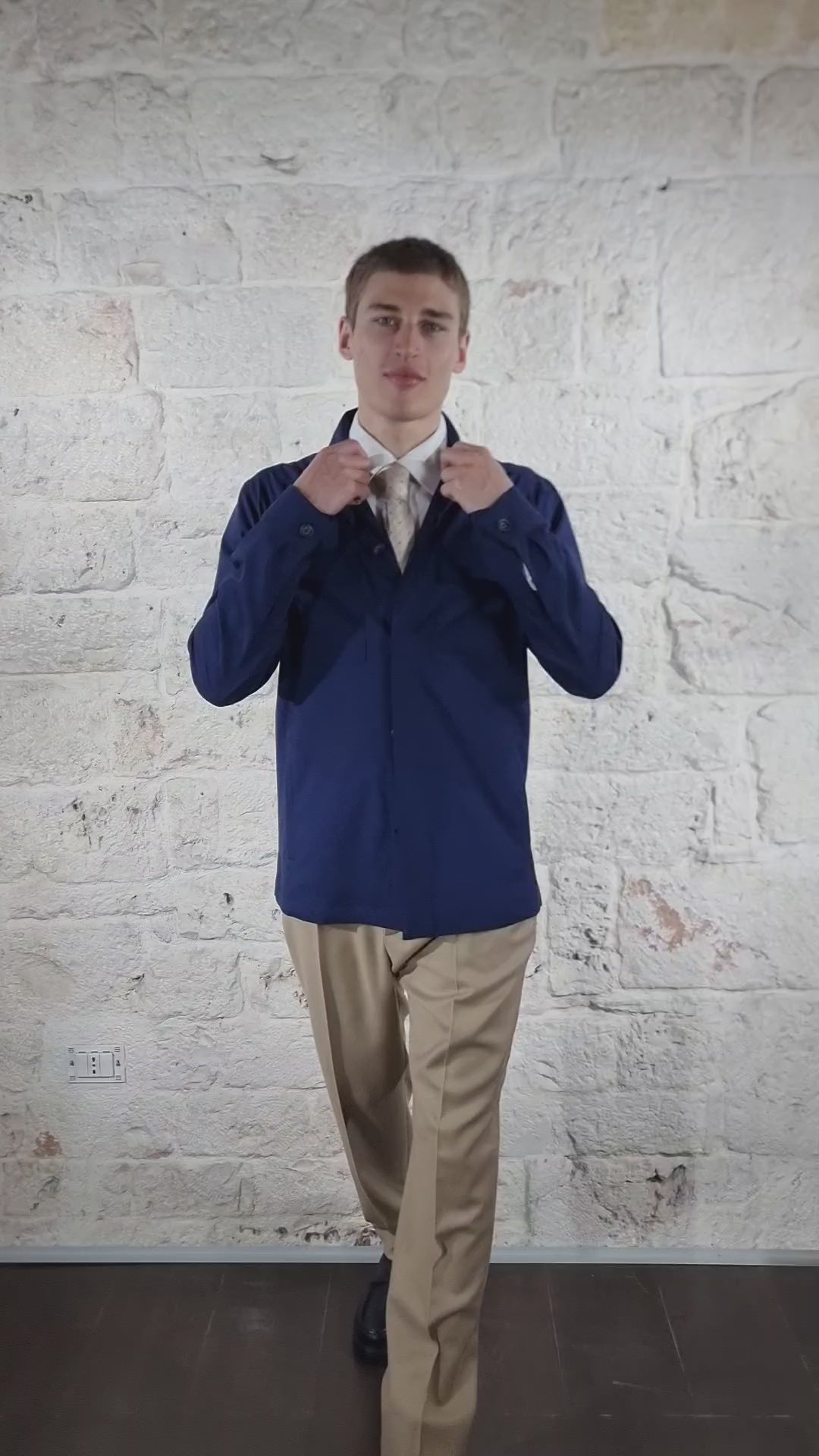 Manuel Ritz Overshirt in fresco di lana stretch blu