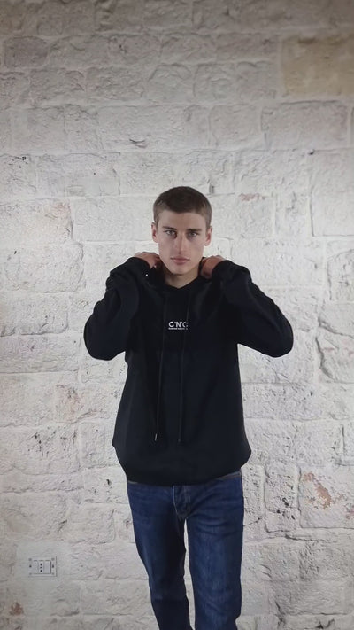 C'N'C Felpa nera con cappuccio in cotone