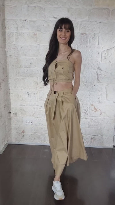 Gaudi Top da donna beige con bottoni logati