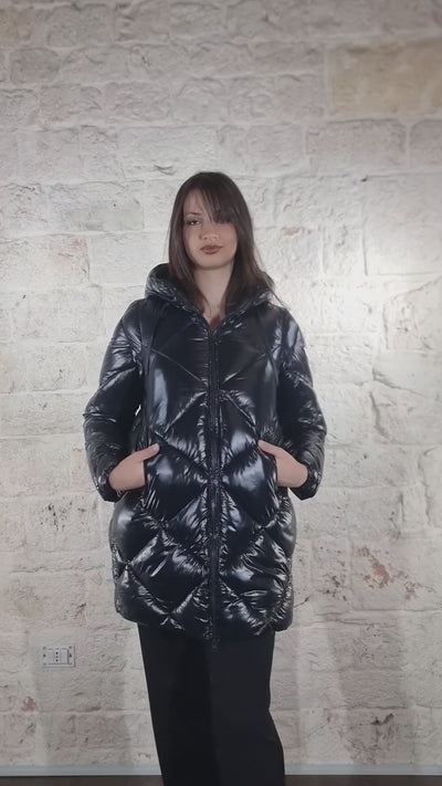 De Lamp Piumino lungo trapuntato con cappuccio CW L308