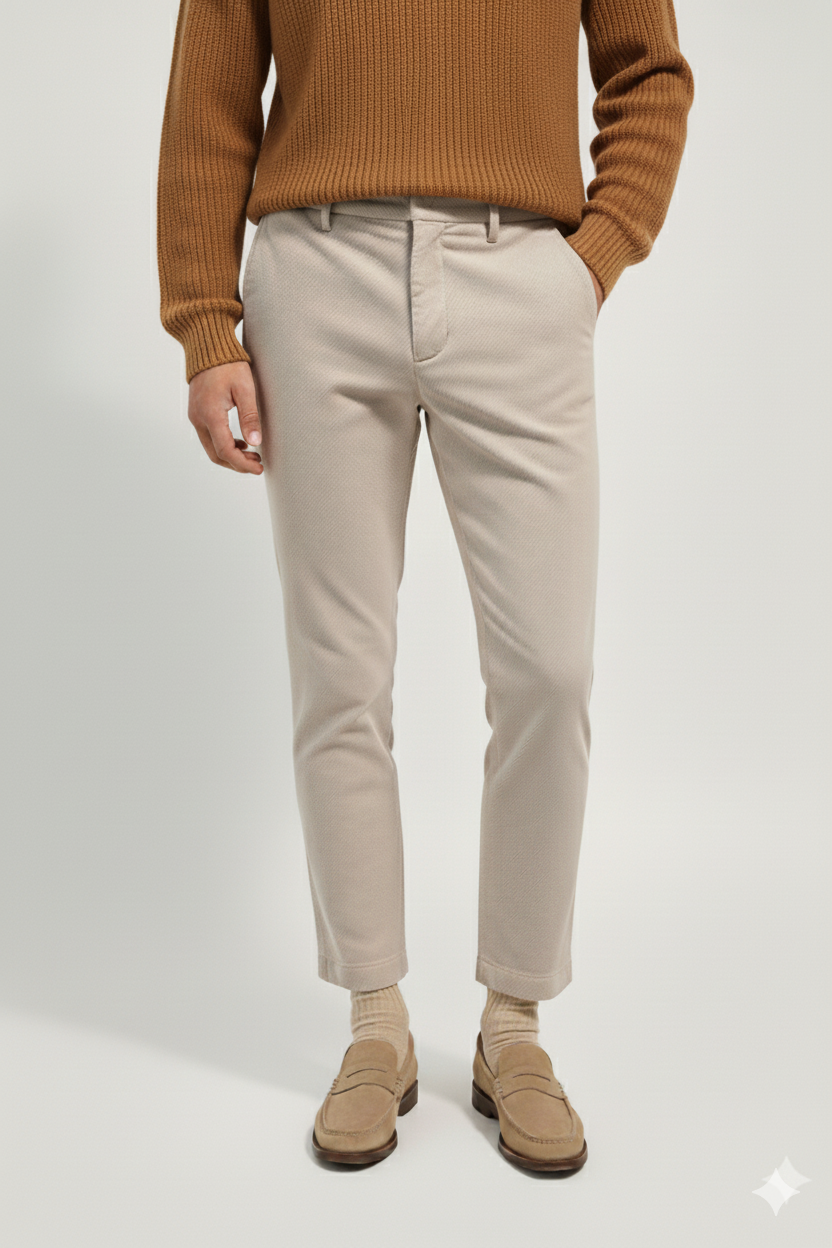 Entre Amis Pantalone slim corto tessuto armaturato