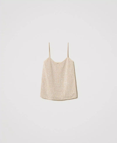 Twinset Top con paillettes e perle