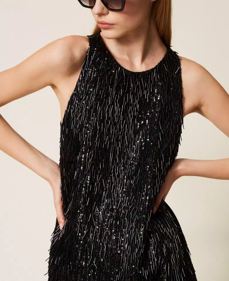 Twinset Abito corto con frange di paillettes Vestiti - Boutique Luisa Trendy