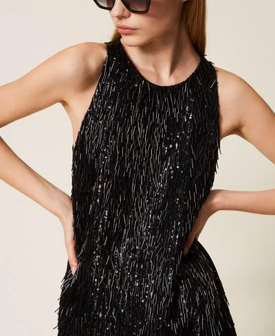 Twinset Abito corto con frange di paillettes Vestiti - Boutique Luisa Trendy