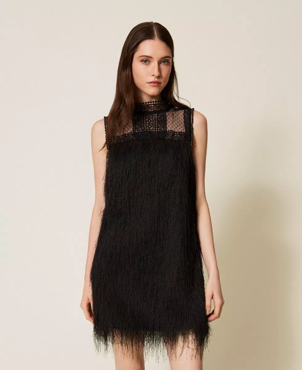 Twinset Abito corto con frange e tulle Vestiti - Boutique Luisa Trendy