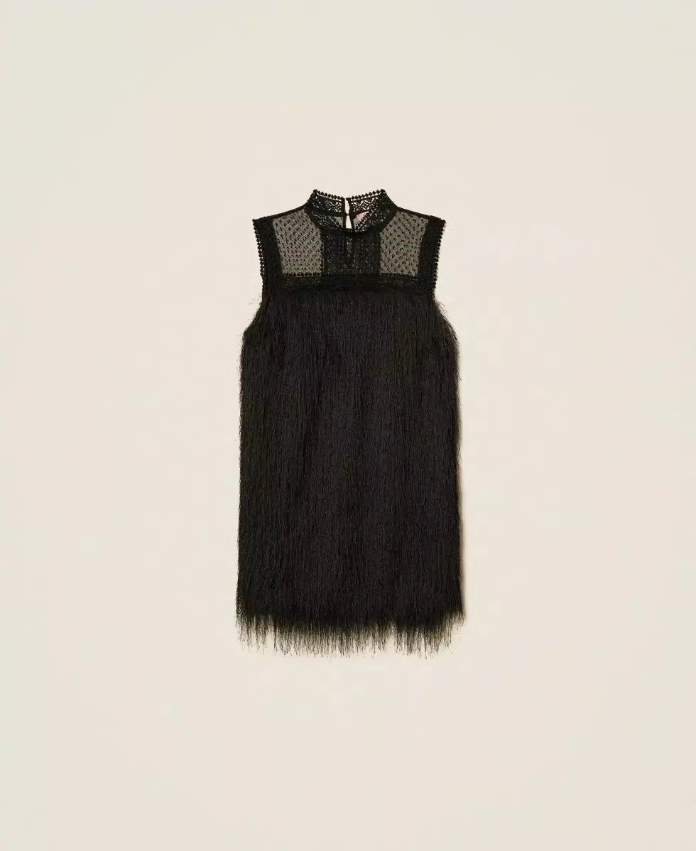 Twinset Abito corto con frange e tulle Vestiti - Boutique Luisa Trendy