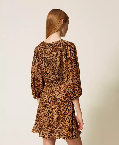 Twinset Abito corto jacquard a stampa animalier Vestiti - Boutique Luisa Trendy
