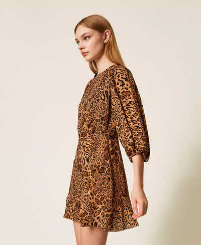 Twinset Abito corto jacquard a stampa animalier Vestiti - Boutique Luisa Trendy