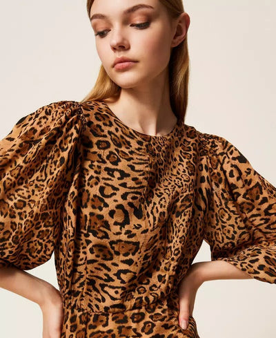 Twinset Abito corto jacquard a stampa animalier Vestiti - Boutique Luisa Trendy