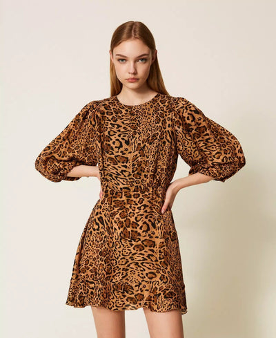 Twinset Abito corto jacquard a stampa animalier Vestiti - Boutique Luisa Trendy