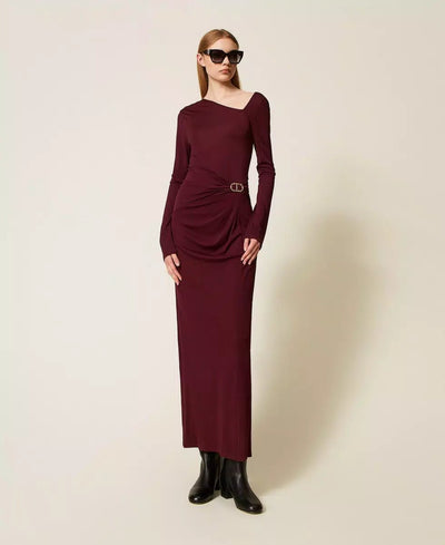 Twinset Abito longuette con drappeggio e Oval T Vestiti - Boutique Luisa Trendy