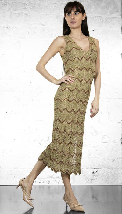 Twinset Abito longuette in maglia bicolore Vestiti - Boutique Luisa Trendy