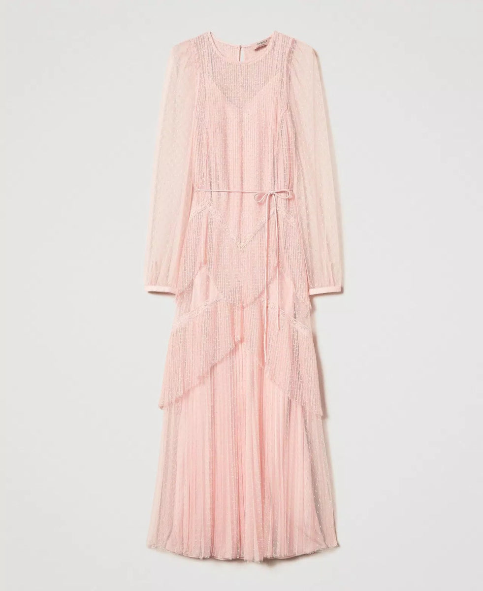 Twinset Abito lungo in tulle plissé con balze Vestiti - Boutique Luisa Trendy