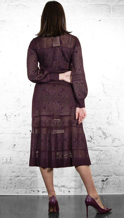 Twinset Abito midi bordeaux in maglia traforata Vestiti - Boutique Luisa Trendy