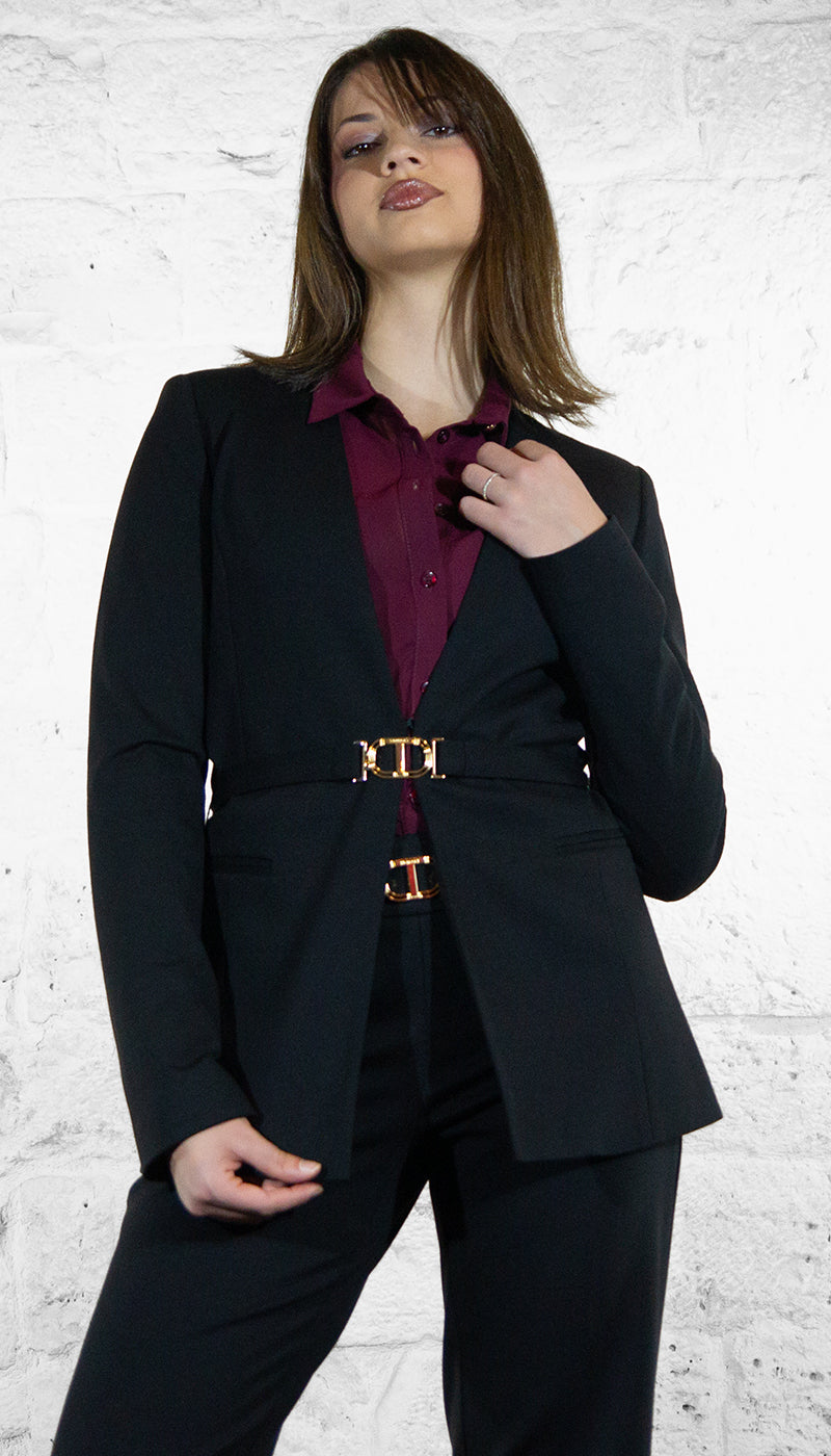 Twinset Tailleur in punto milano con cinturino fibbia logo