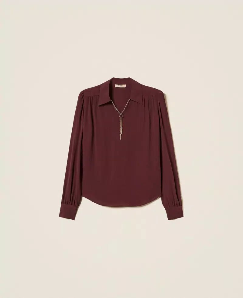 Twinset Blusa con arricciature e catena Oval T Bluse e camicie - Boutique Luisa Trendy