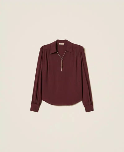 Twinset Blusa con arricciature e catena Oval T Bluse e camicie - Boutique Luisa Trendy