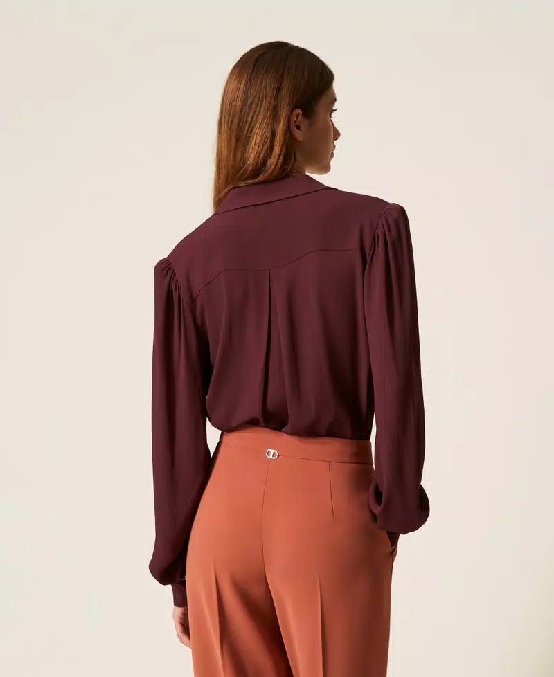 Twinset Blusa con arricciature e catena Oval T Bluse e camicie - Boutique Luisa Trendy