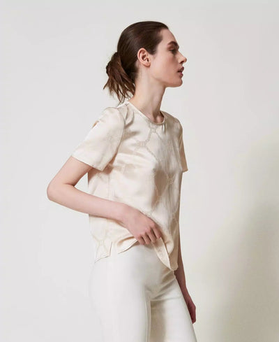 Twinset Blusa con Oval T jacquard Bluse e camicie - Boutique Luisa Trendy