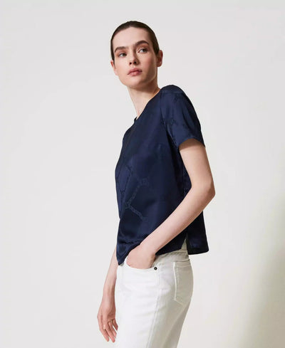 Twinset Blusa con Oval T jacquard Bluse e camicie - Boutique Luisa Trendy