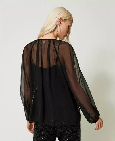 Twinset Blusa con ricamo animalier Bluse e camicie - Boutique Luisa Trendy