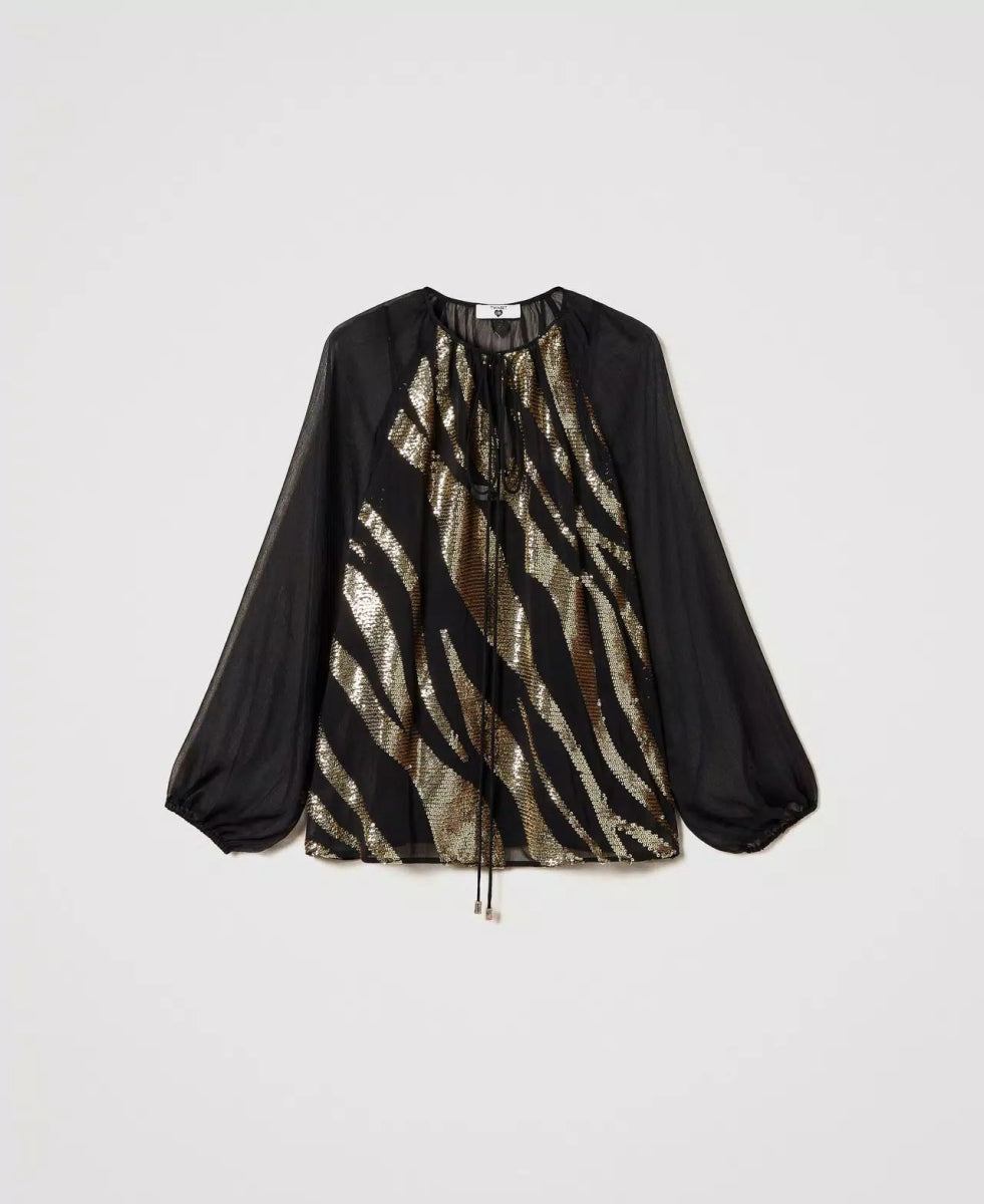Twinset Blusa con ricamo animalier Bluse e camicie - Boutique Luisa Trendy