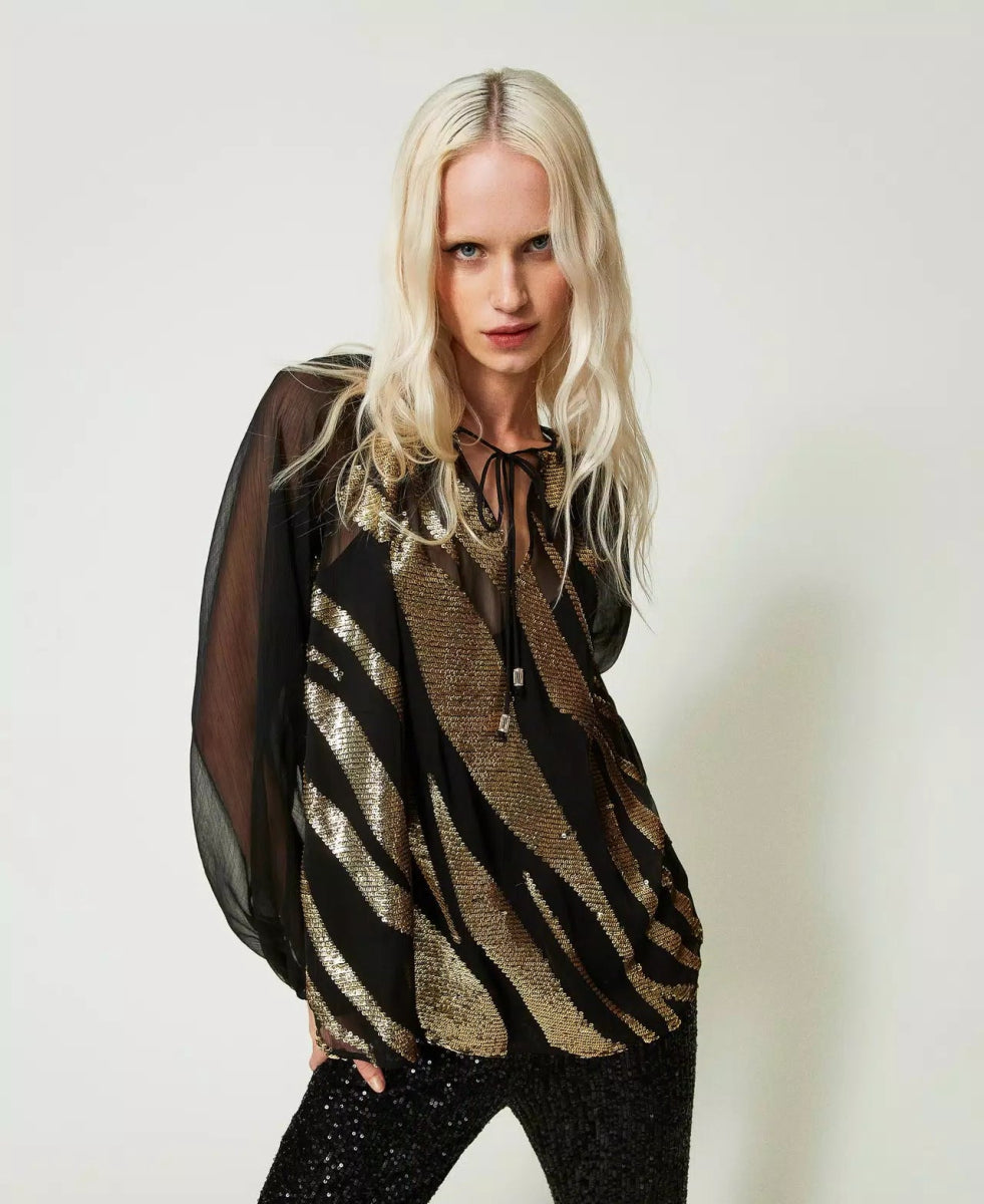 Twinset Blusa con ricamo animalier Bluse e camicie - Boutique Luisa Trendy
