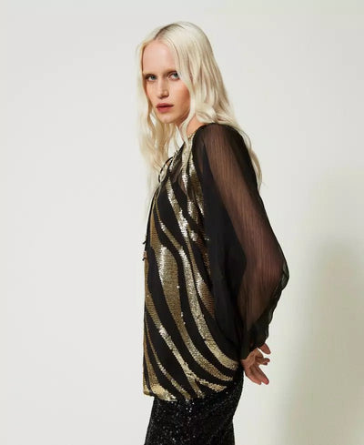 Twinset Blusa con ricamo animalier Bluse e camicie - Boutique Luisa Trendy